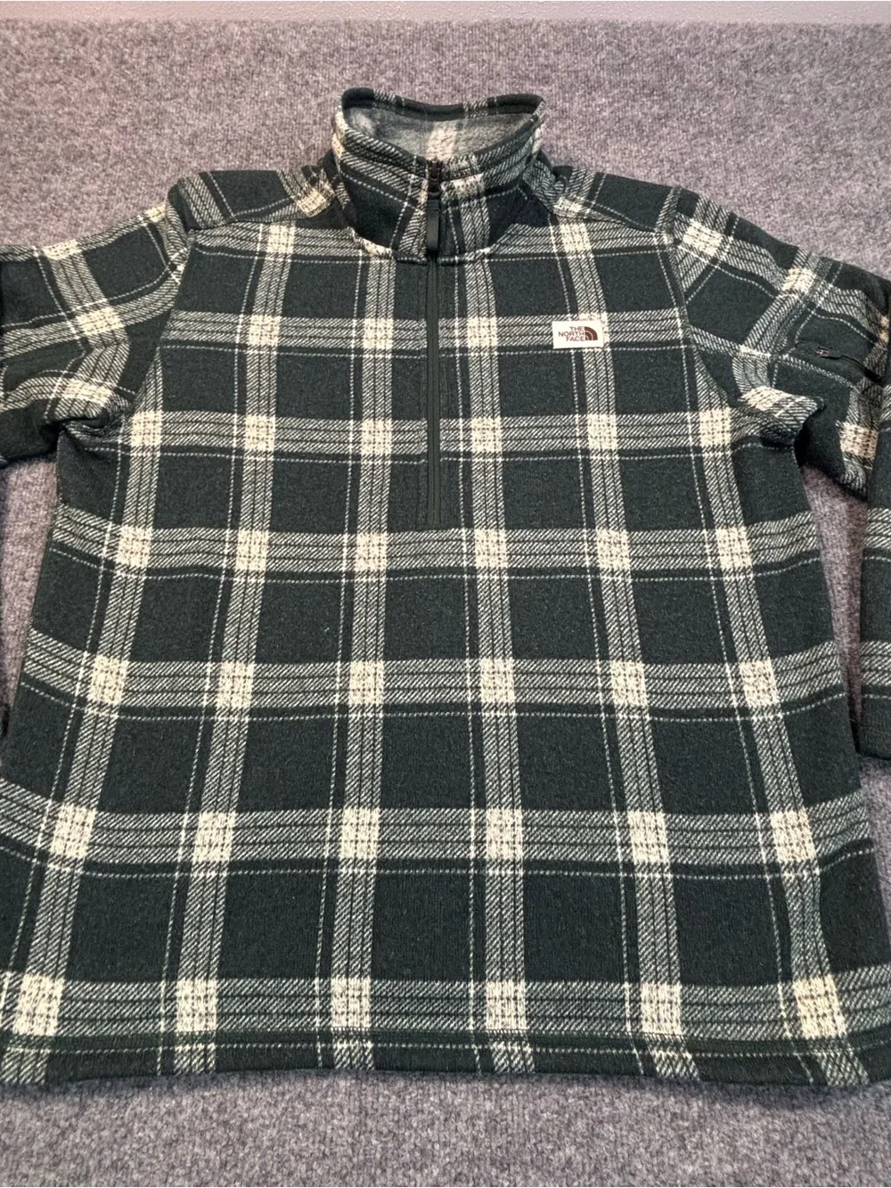 The North Face Fleece Pullover Mens XL Green Plaid 1/4 Zip Jacket Shacket Gorp